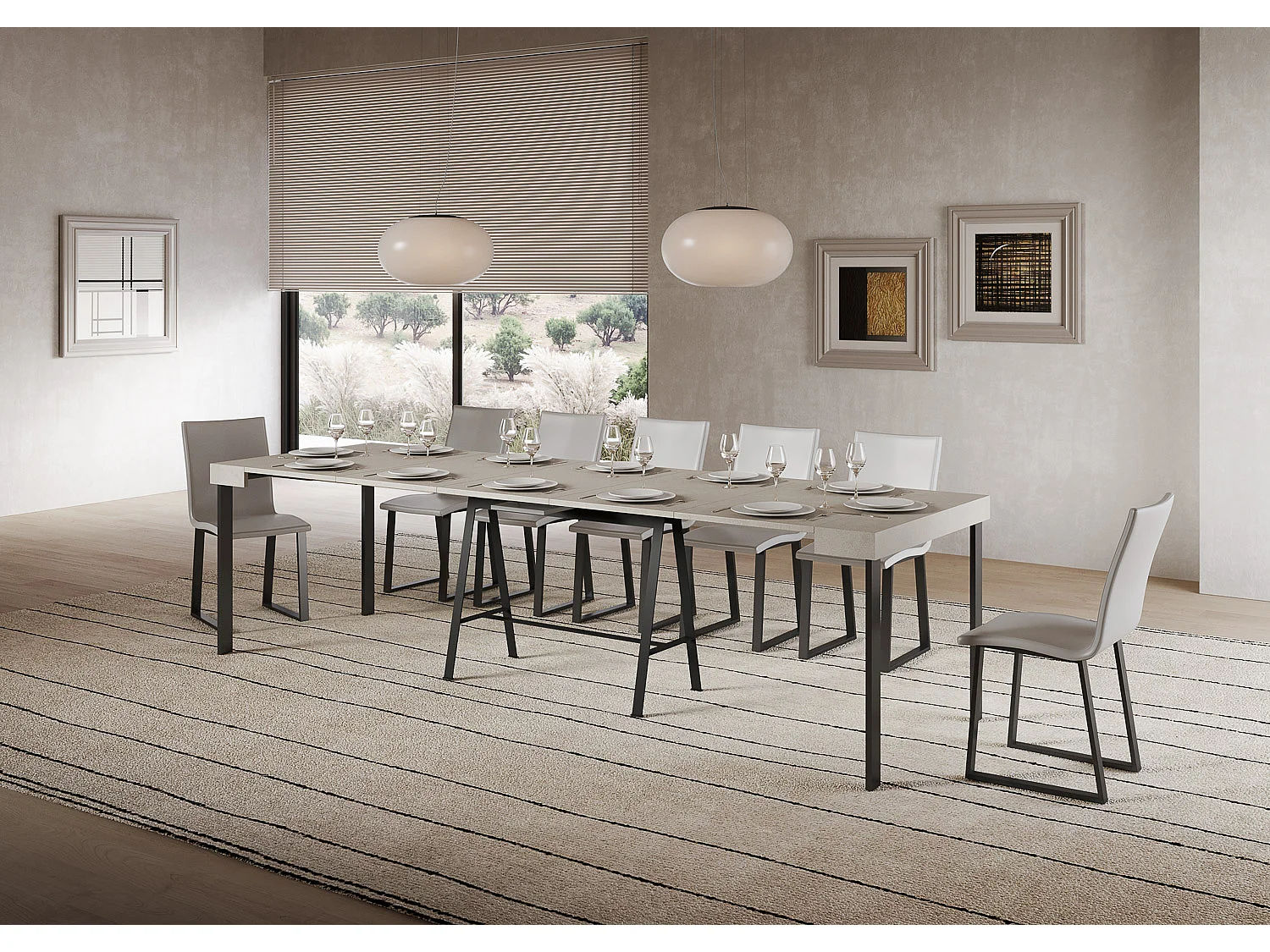 Mesa consola extensível 90x40/300 cm Banco Cachemira quadro Antracite