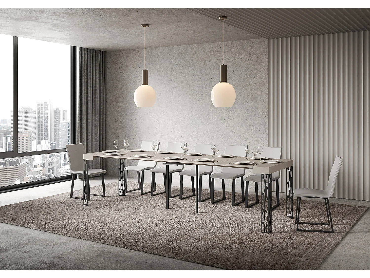 Consola extensible 90x40/300 cm Ghibli Cachemira estructura Antracita