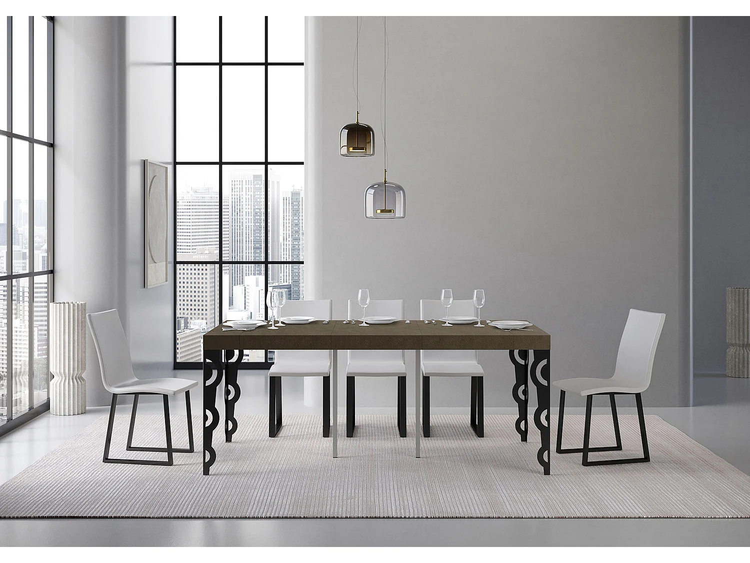 Karamay Small Premium Cashmere Uitschuifbare Consoletafel 90x40/196 cm