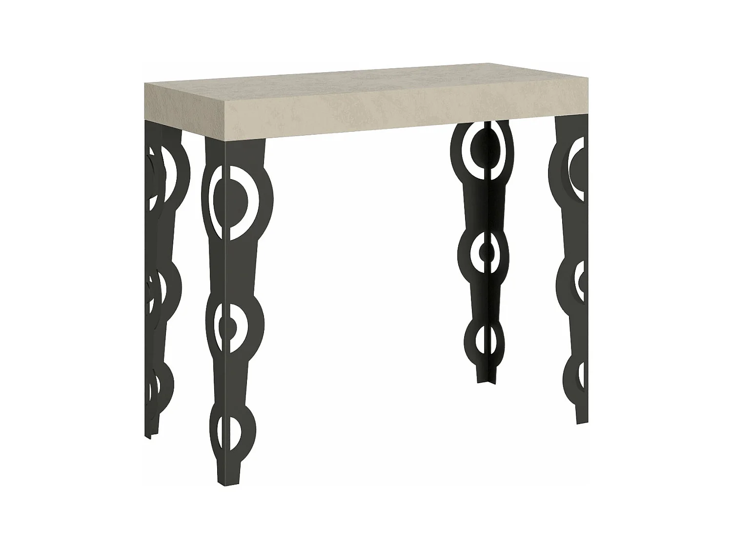 Console extensible 90x40/196 cm Karamay Small Premium Cachemire cadre Anthracite