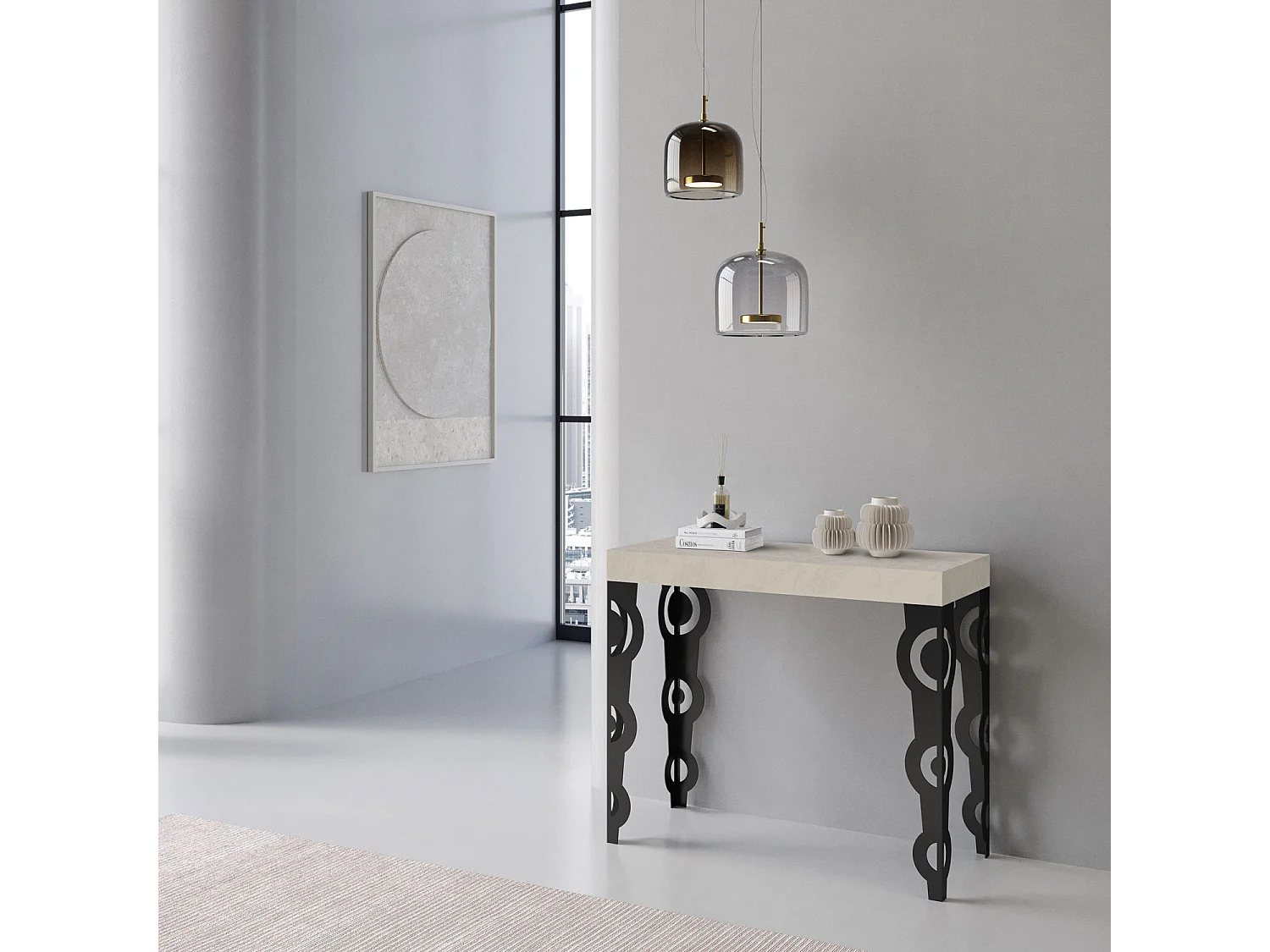 Karamay Small Premium Cashmere Uitschuifbare Consoletafel 90x40/196 cm