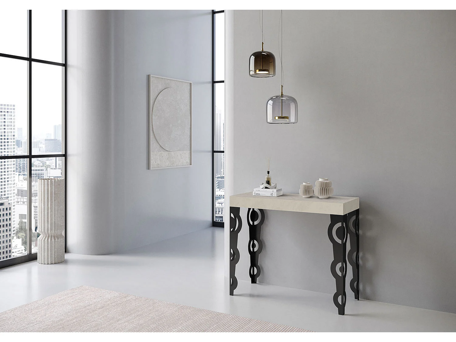 Karamay Small Premium Cashmere Uitschuifbare Consoletafel 90x40/196 cm