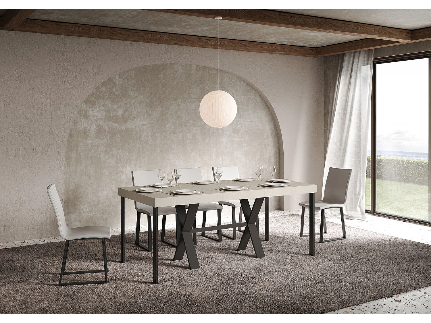 Itamoby Consolle allungabile 90x40/300 cm Xenia Premium Cashmere telaio Antracite