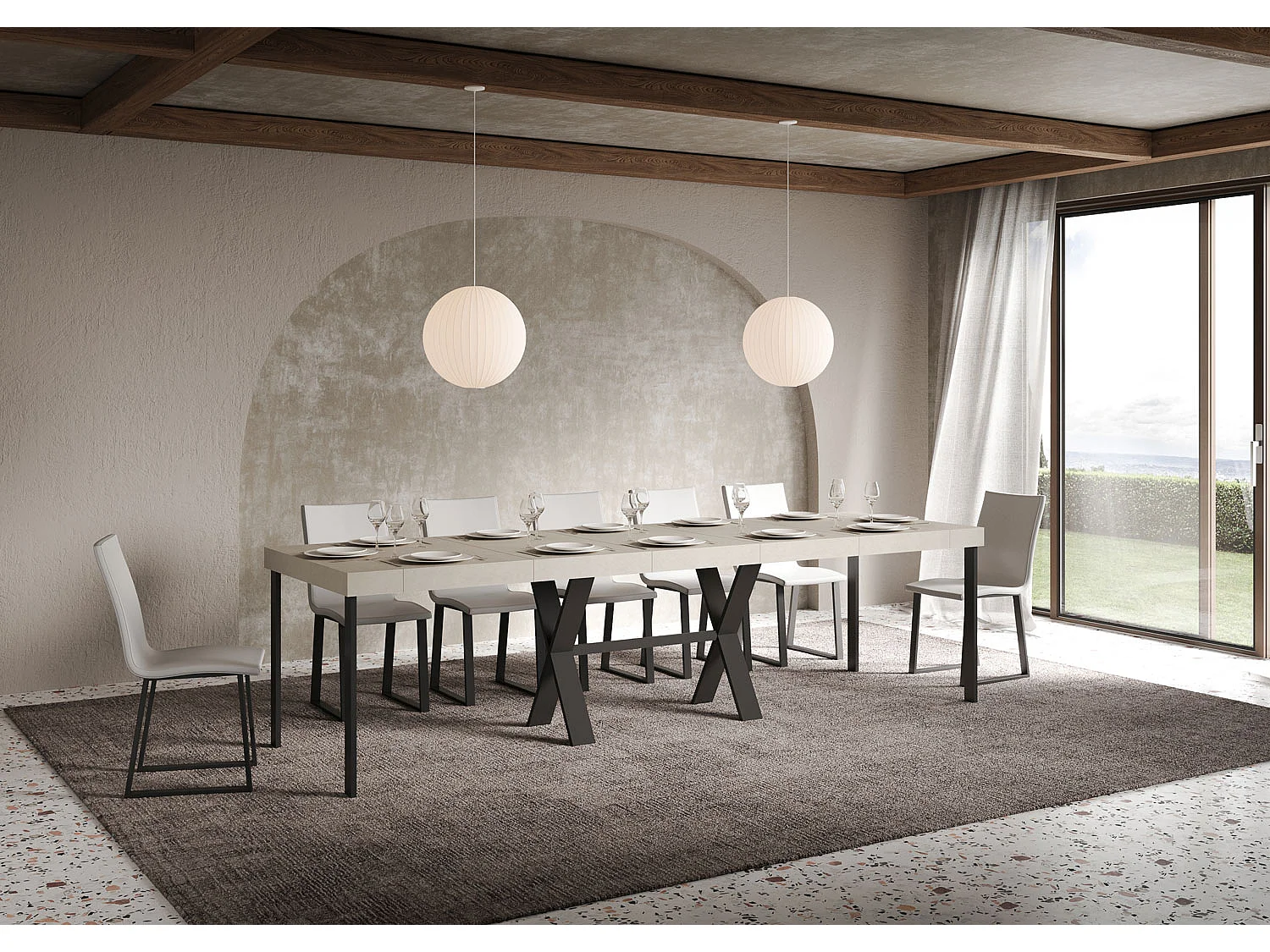 Itamoby Consolle allungabile 90x40/300 cm Xenia Premium Cashmere telaio Antracite