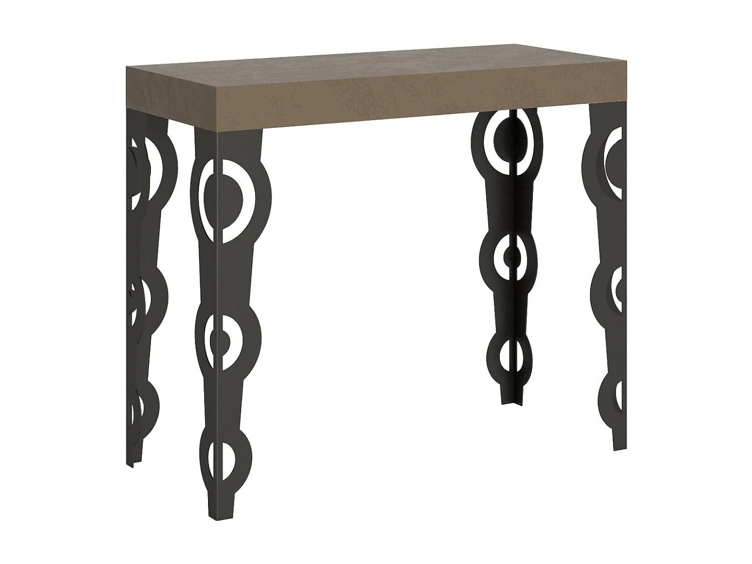 Console extensible 90x40/196 cm Karamay Small Premium Taupe cadre Anthracite