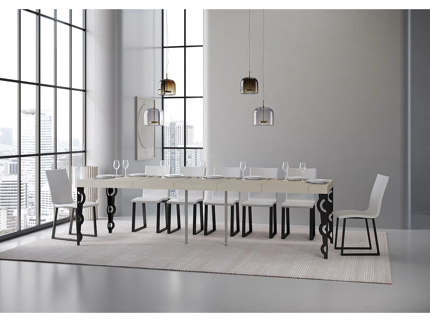 Karamay Premium Kasjmier Uitschuifbare Consoletafel 90x40/300 cm