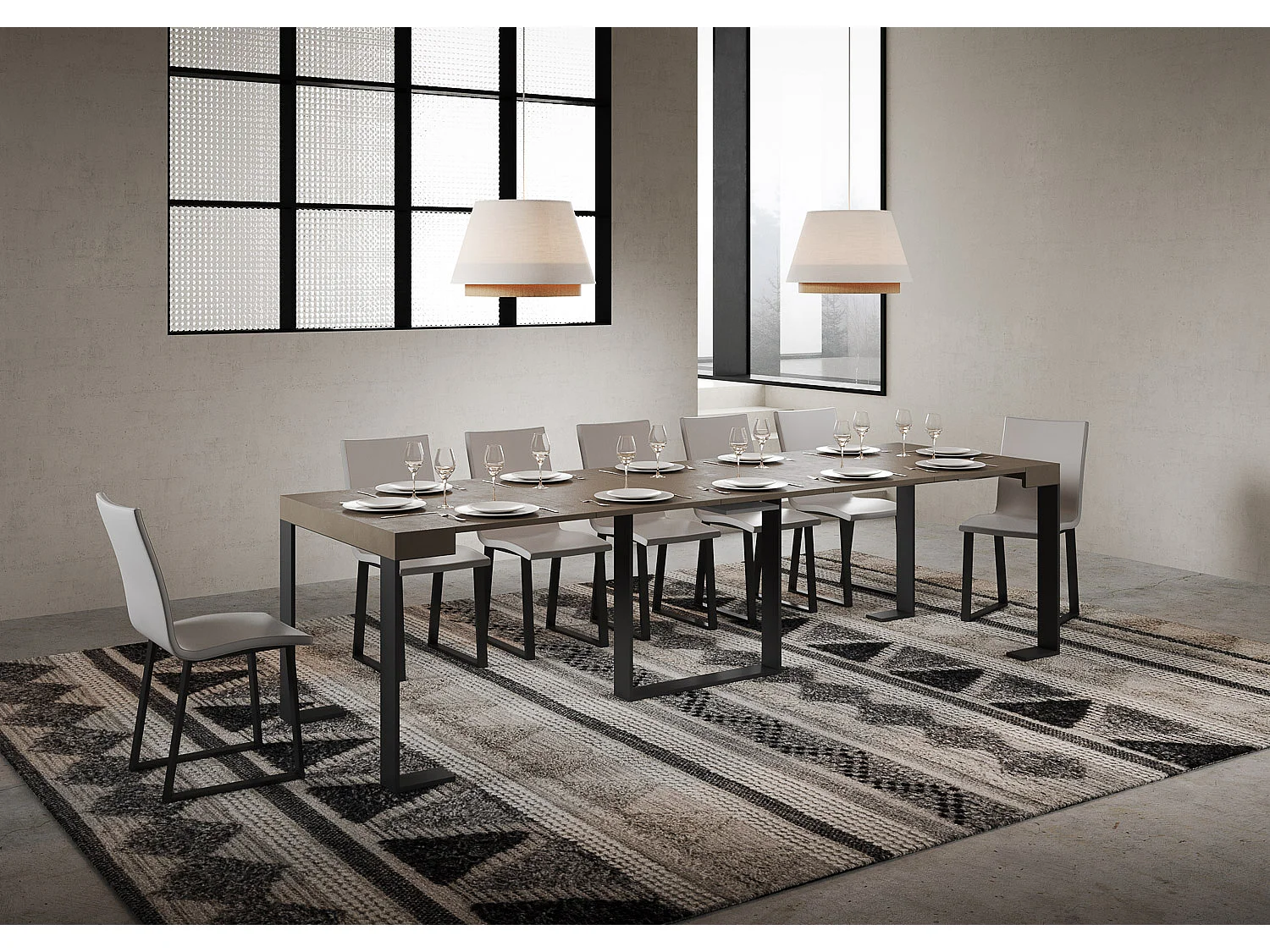 Itamoby Consolle allungabile 90x40/300 cm Futura Tortora telaio Antracite