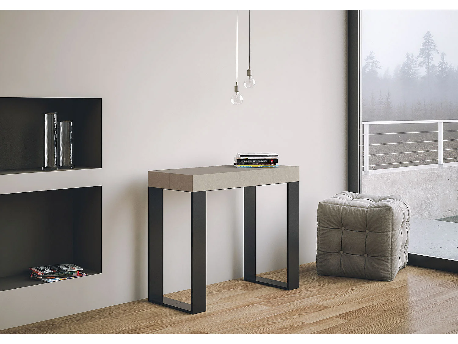 Extendable console table 90x40/196 cm Tecno Small Premium cashmere