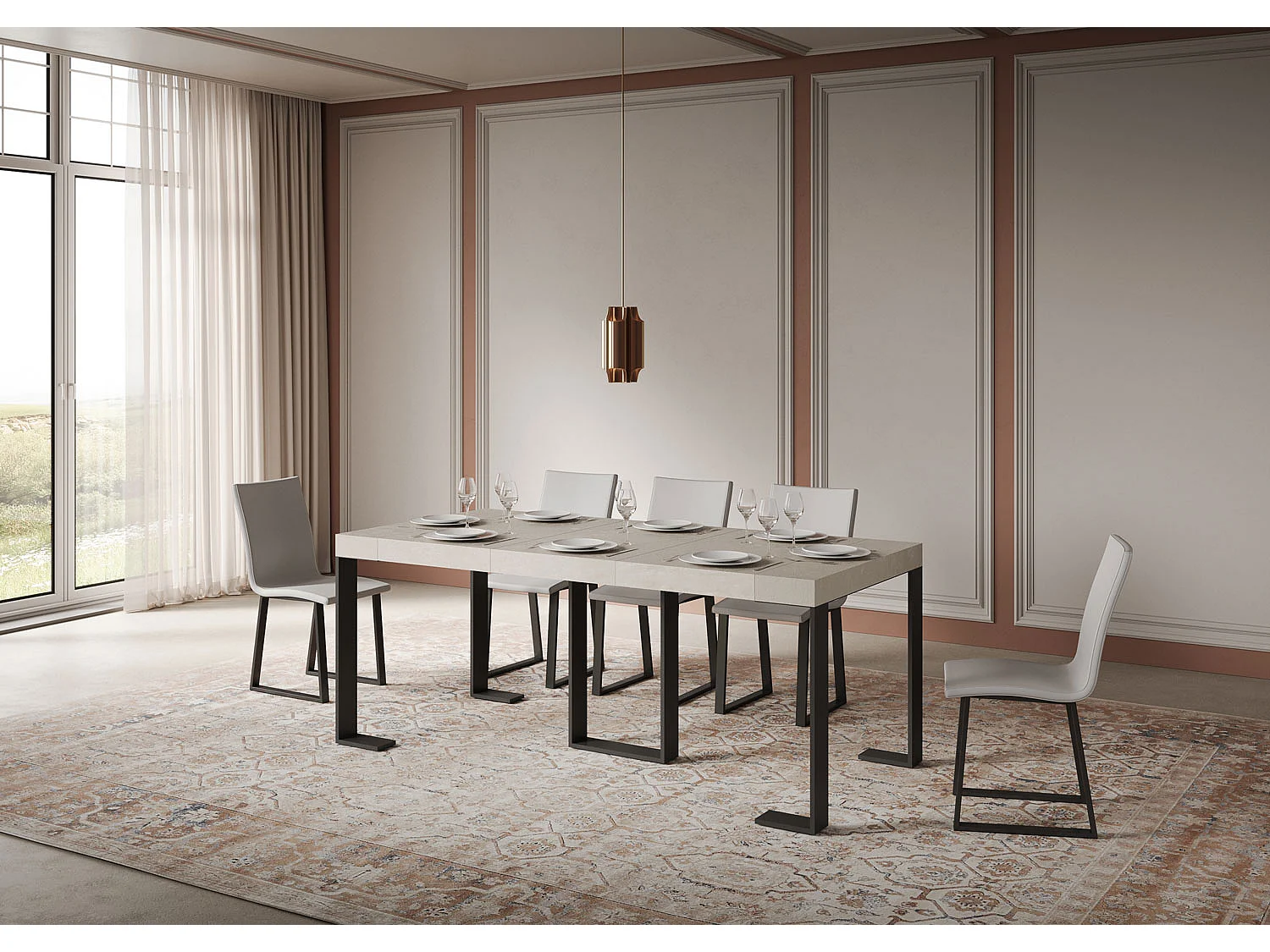 Itamoby Consolle allungabile 90x40/300 cm Sintesi Premium Cashmere telaio Antracite