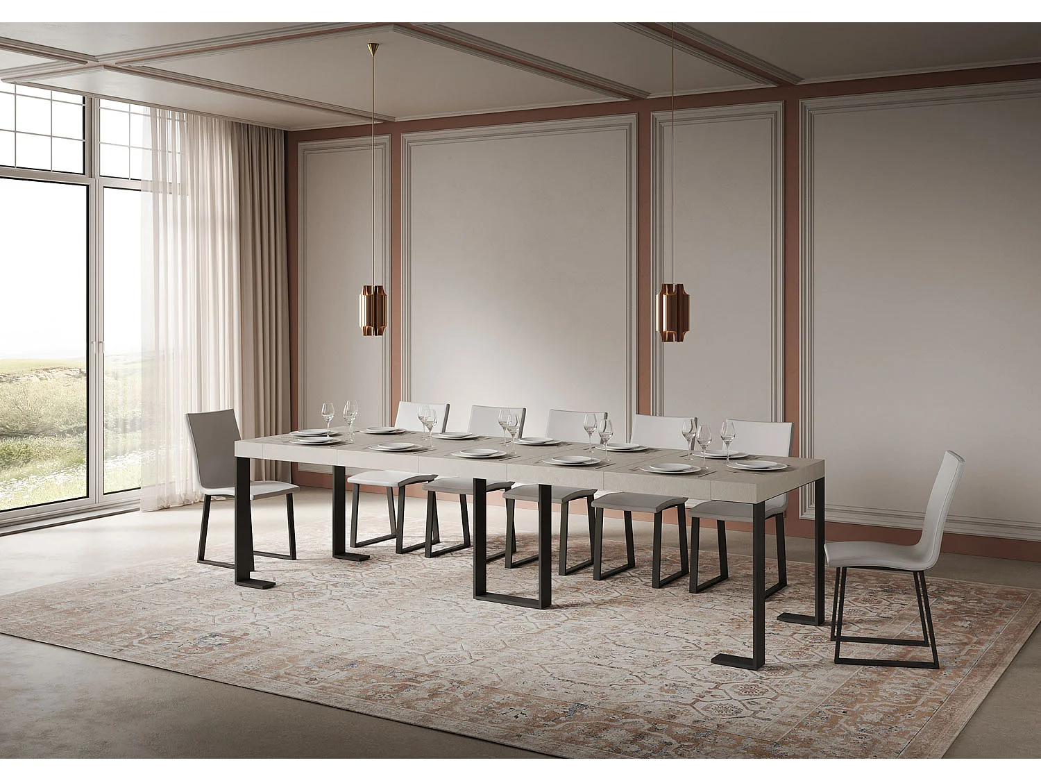 Itamoby Consolle allungabile 90x40/300 cm Sintesi Premium Cashmere telaio Antracite