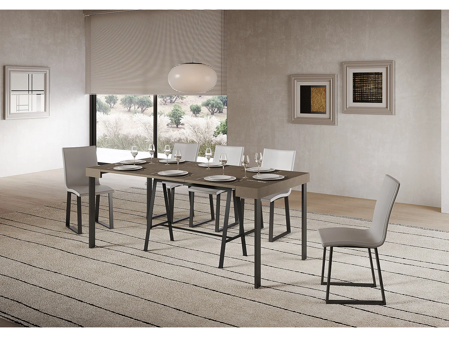 Itamoby Consolle allungabile 90x40/196 cm Banco Small Tortora telaio Antracite