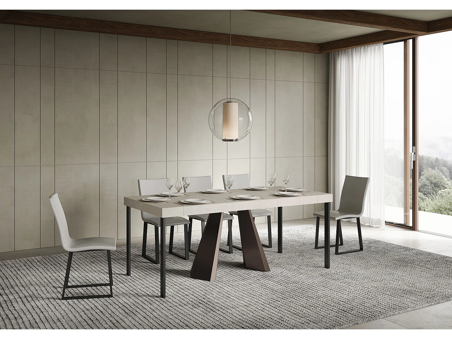 Rozkładany stół konsolowy 90x40/300 cm Diamante Premium kaszmir