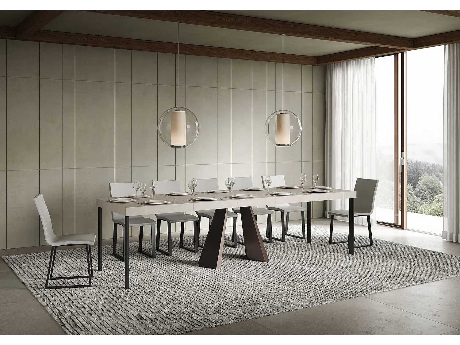 Rozkładany stół konsolowy 90x40/300 cm Diamante Premium kaszmir