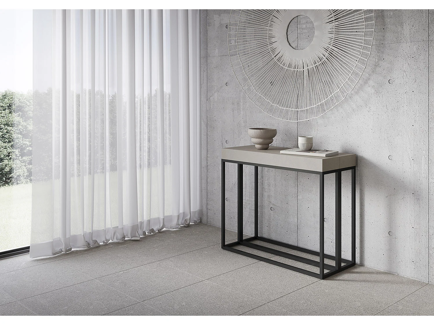 Console extensible 90x40/196 cm Epoca Small Cachemire cadre Anthracite