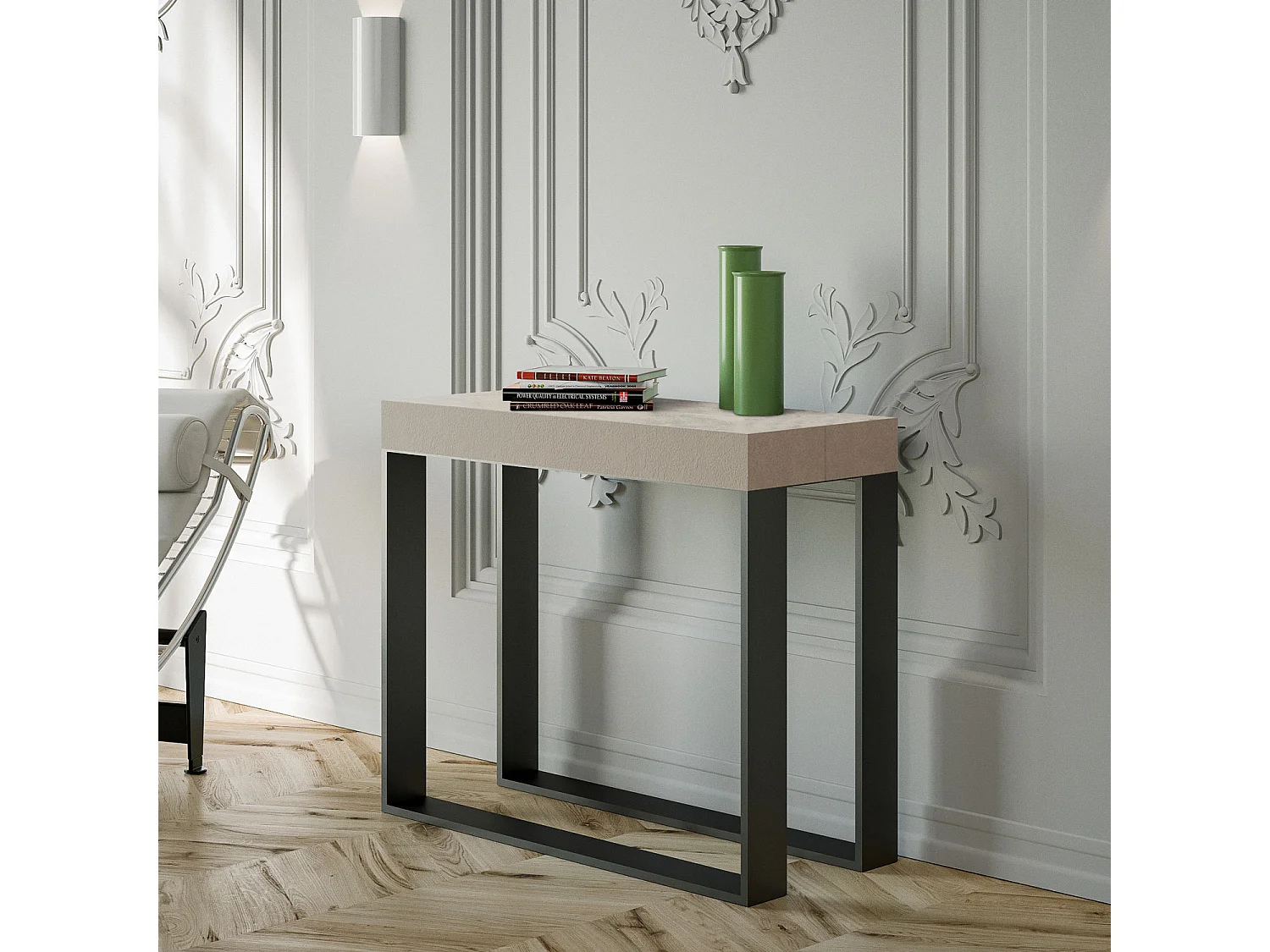 Itamoby Consolle allungabile 90x40/300 cm Elettra Premium Cashmere telaio Antracite