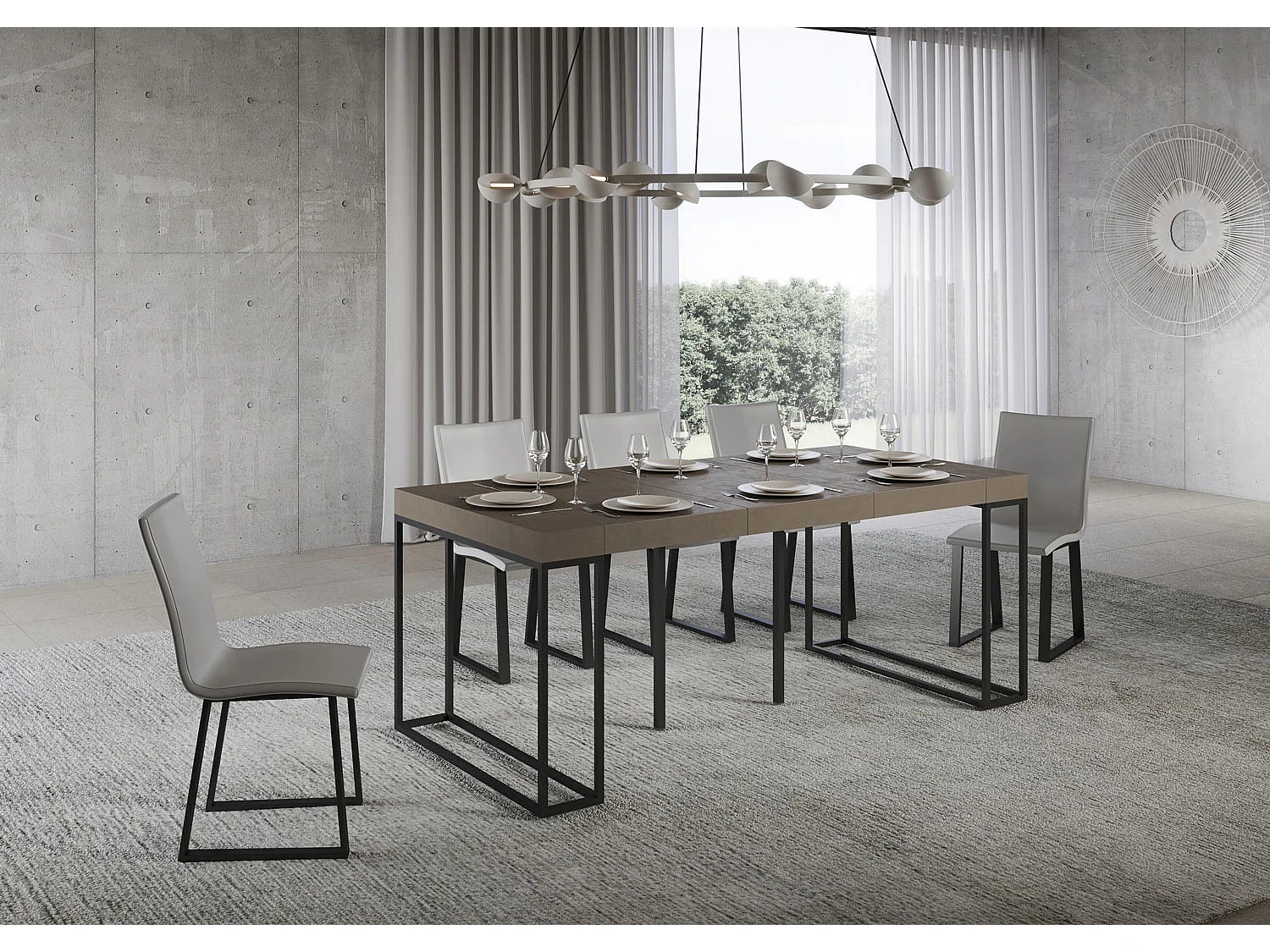 Console extensible 90x40/196 cm Epoca Small Premium Taupe cadre Anthracite