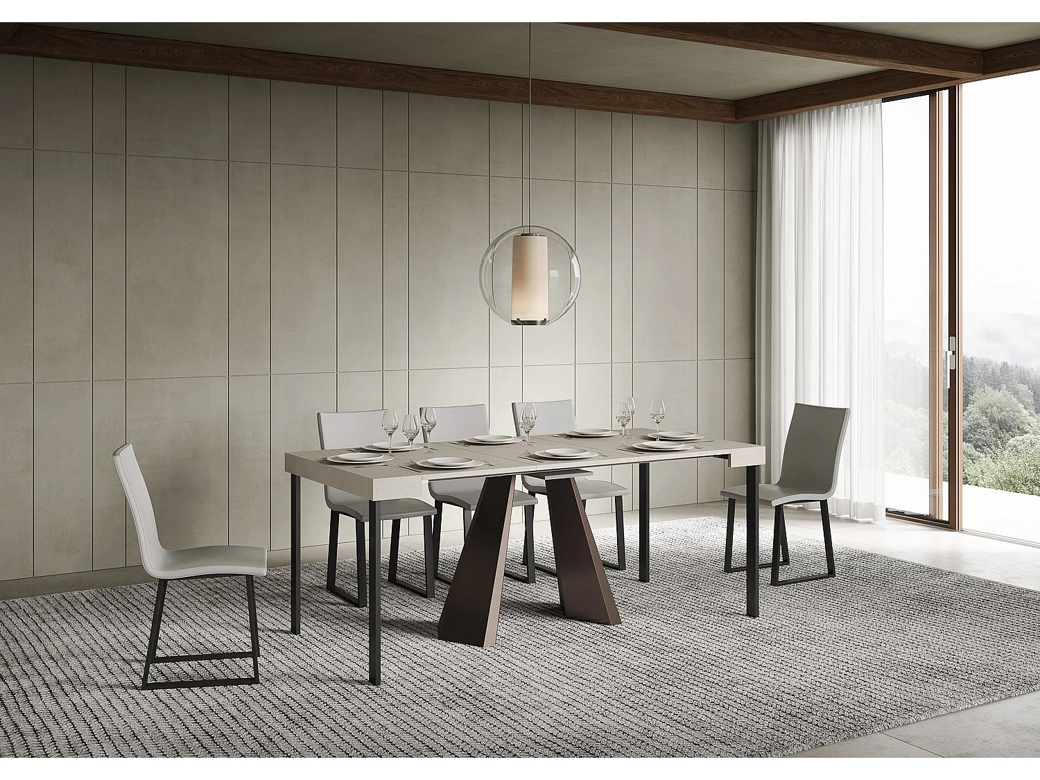 Uitschuifbare consoletafel 90x40/196 cm Diamante Small kasjmier