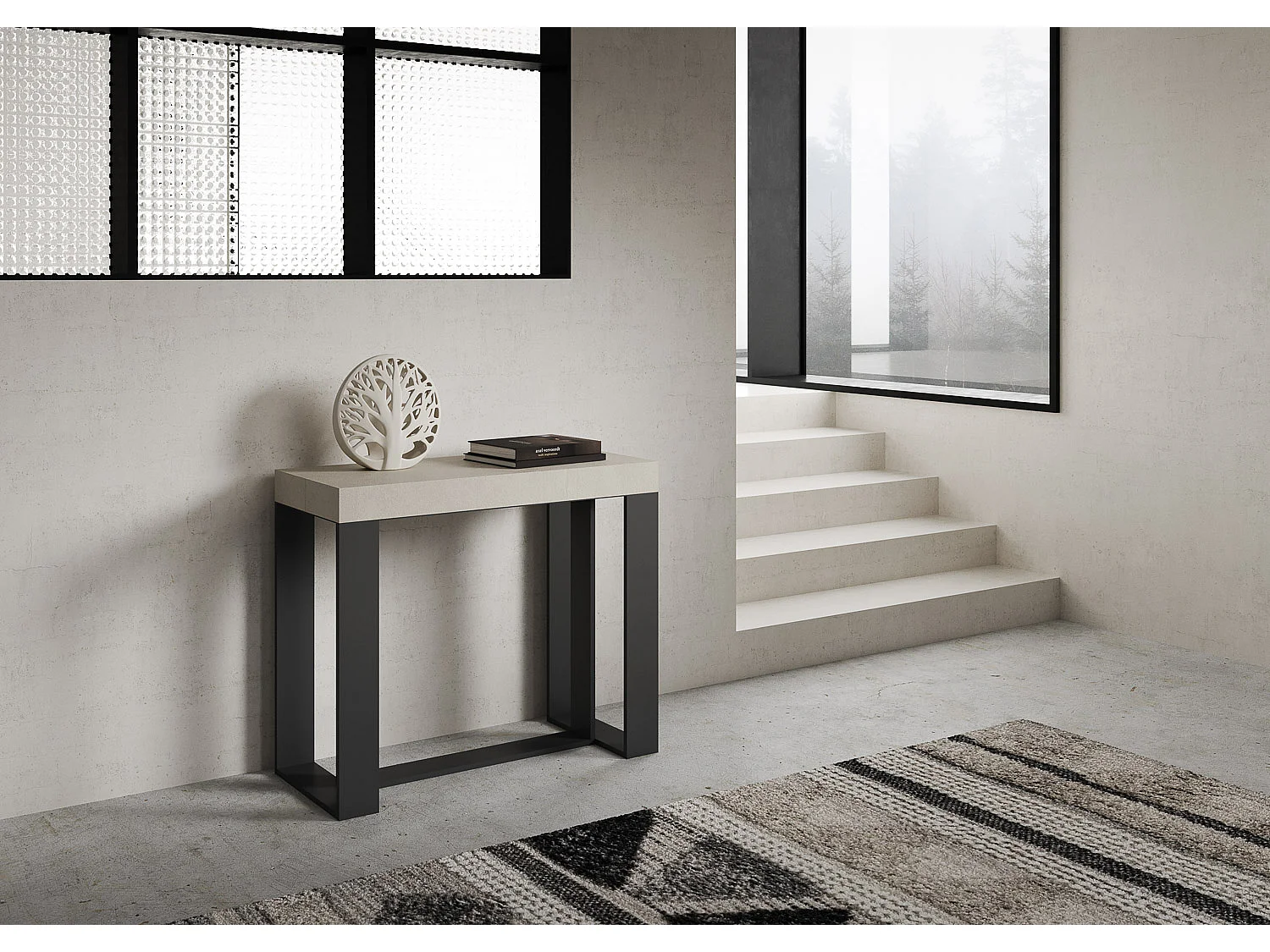 Itamoby Consolle allungabile 90x40/300 cm Futura Premium Cashmere telaio Antracite