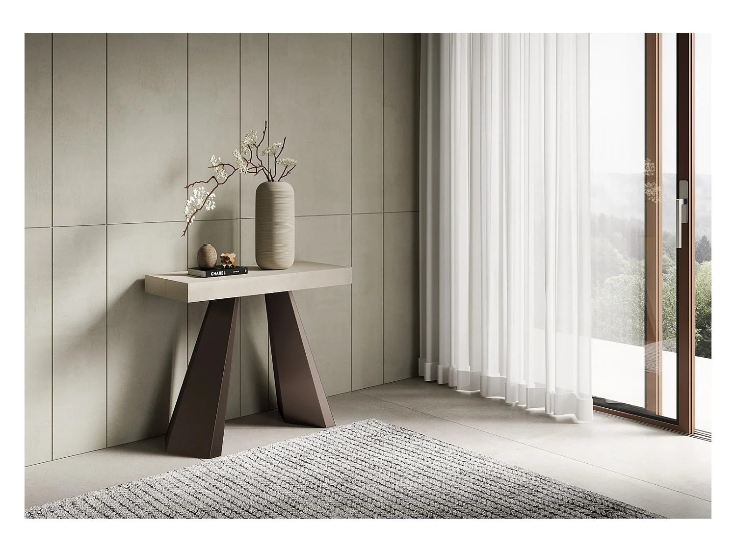 Console extensible 90x40/300 cm Diamante Cachemire cadre Ours