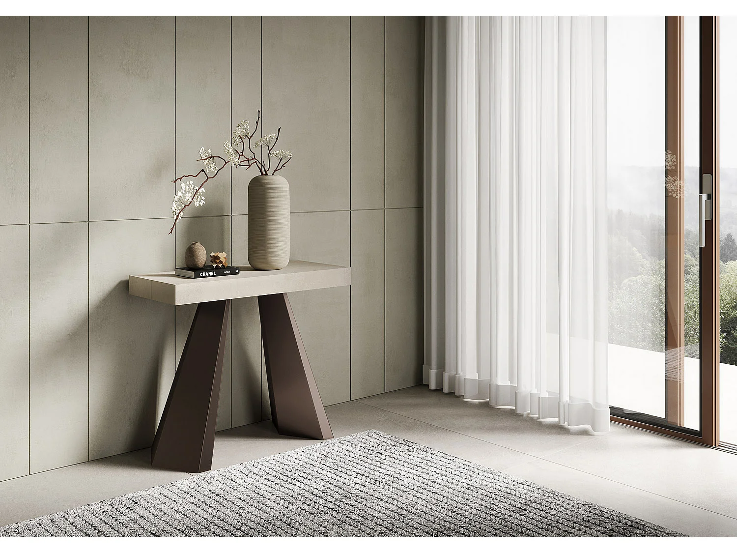 Uitschuifbare consoletafel 90x40/300 cm Diamante kasjmier