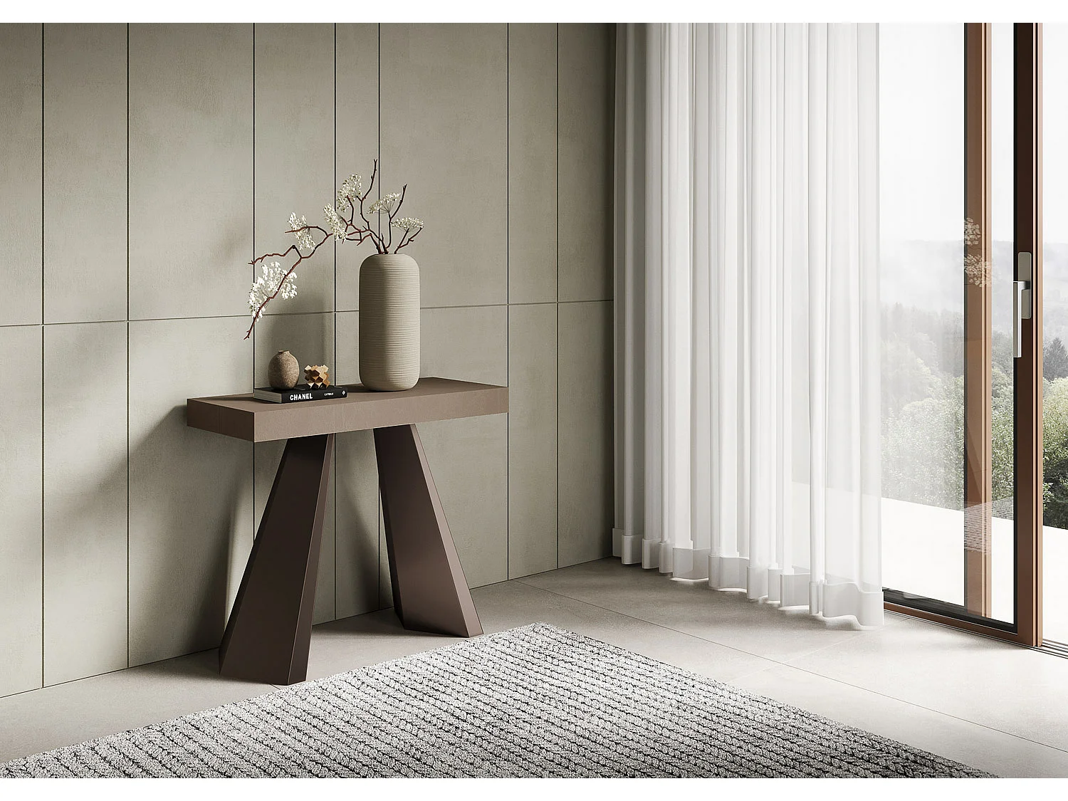 Uitschuifbare consoletafel 90x40/300 cm Diamond duifgrijs