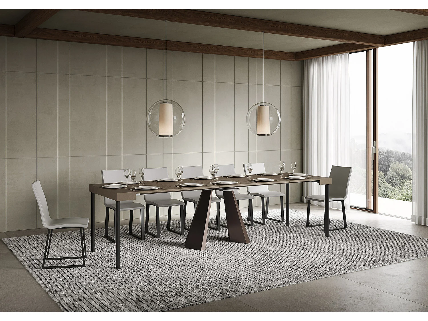 Uitschuifbare consoletafel 90x40/300 cm Diamond duifgrijs