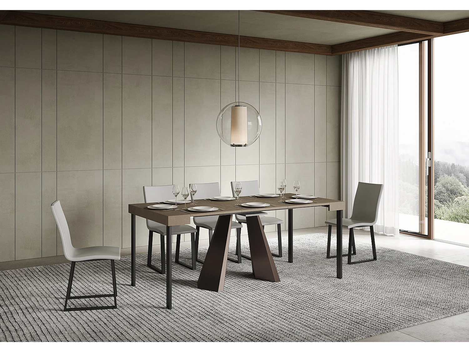 Console extensible 90x40/300 cm Diamante Taupe cadre Ours