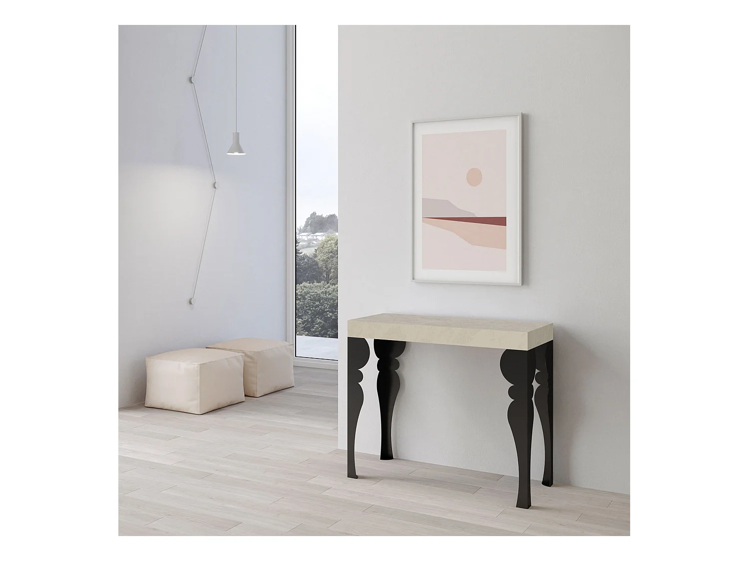 Console extensible 90x40/196 cm Paxon Small Premium Cachemire cadre Anthracite