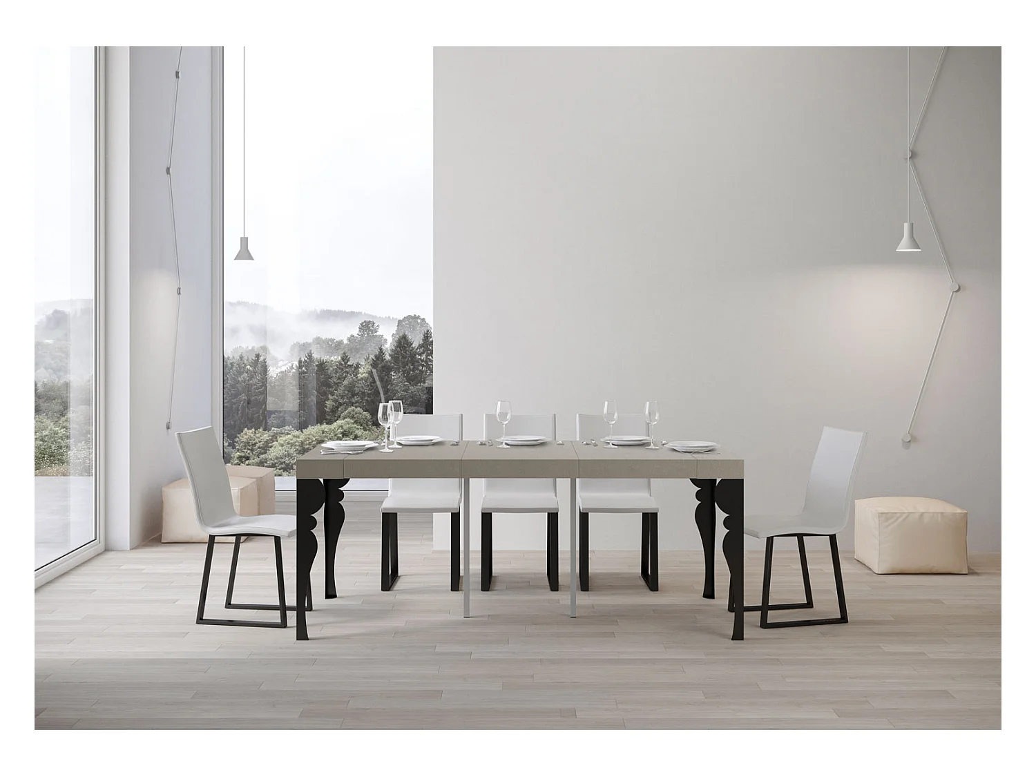 Console extensible 90x40/196 cm Paxon Small Premium Cachemire cadre Anthracite