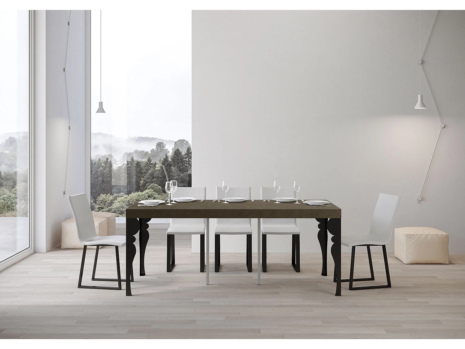 Console extensible 90x40/196 cm Paxon Small Premium Taupe cadre Anthracite