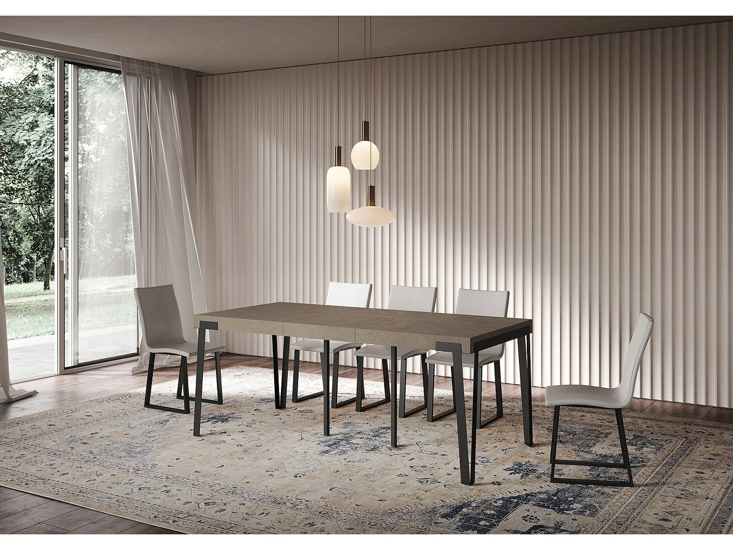 Console extensible 90x40/196 cm Rio Small Premium Taupe cadre Anthracite