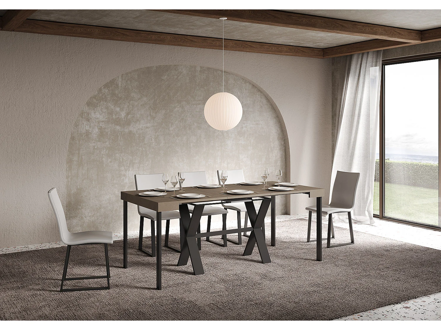 Itamoby Consolle allungabile 90x40/196 cm Xenia Small Tortora telaio Antracite