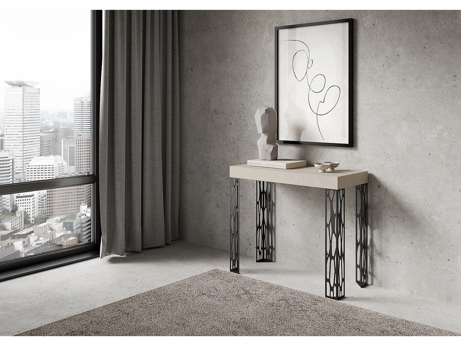 Console extensible 90x40/196 cm Ghibli Small Cachemire cadre Anthracite