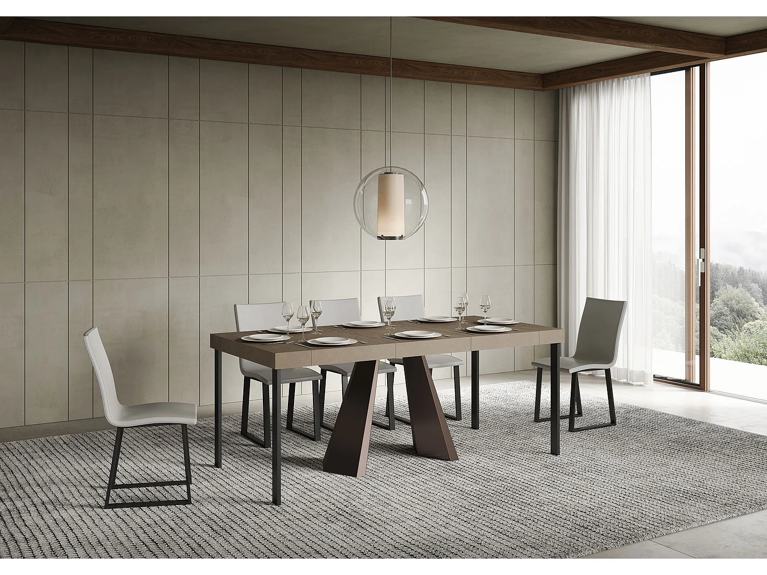 Uitschuifbare consoletafel 90x40/196 cm Diamante Small Premium duifgrijs