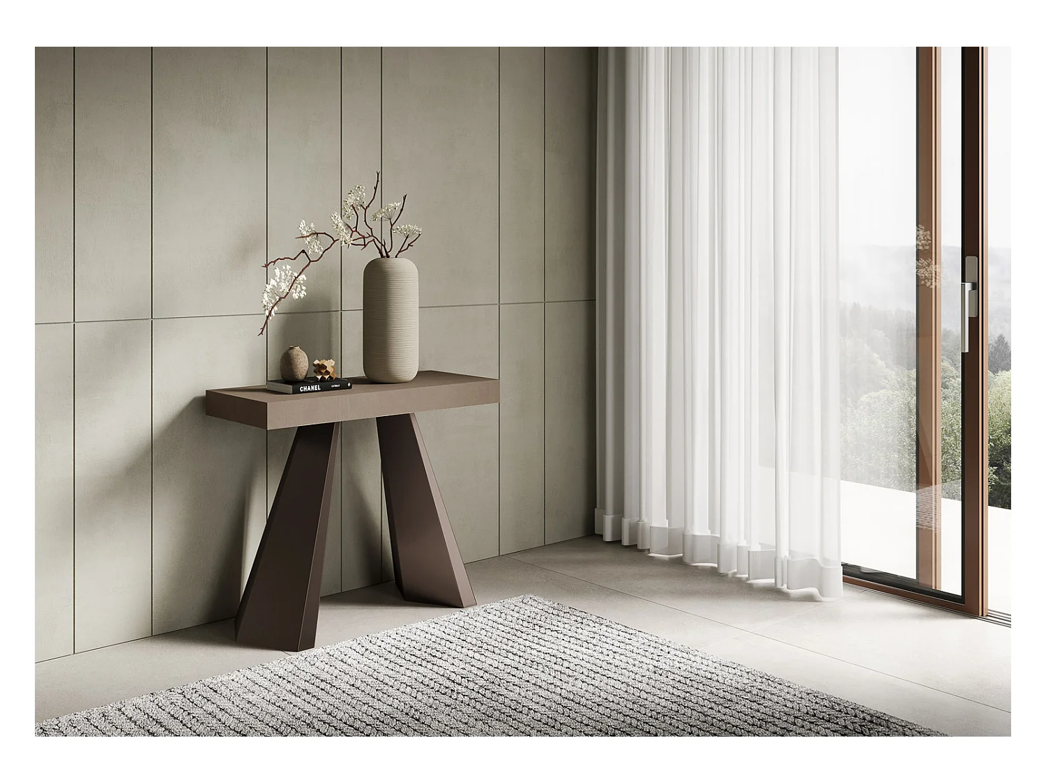 Console extensible 90x40/196 cm Diamante Small Taupe cadre Ours
