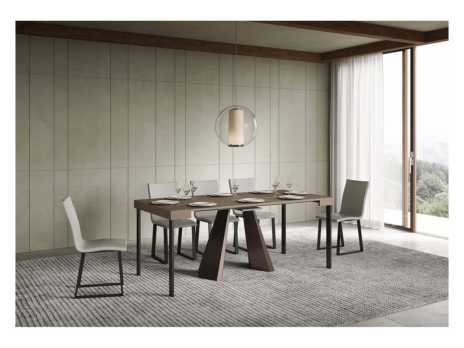 Console extensible 90x40/196 cm Diamante Small Taupe cadre Ours