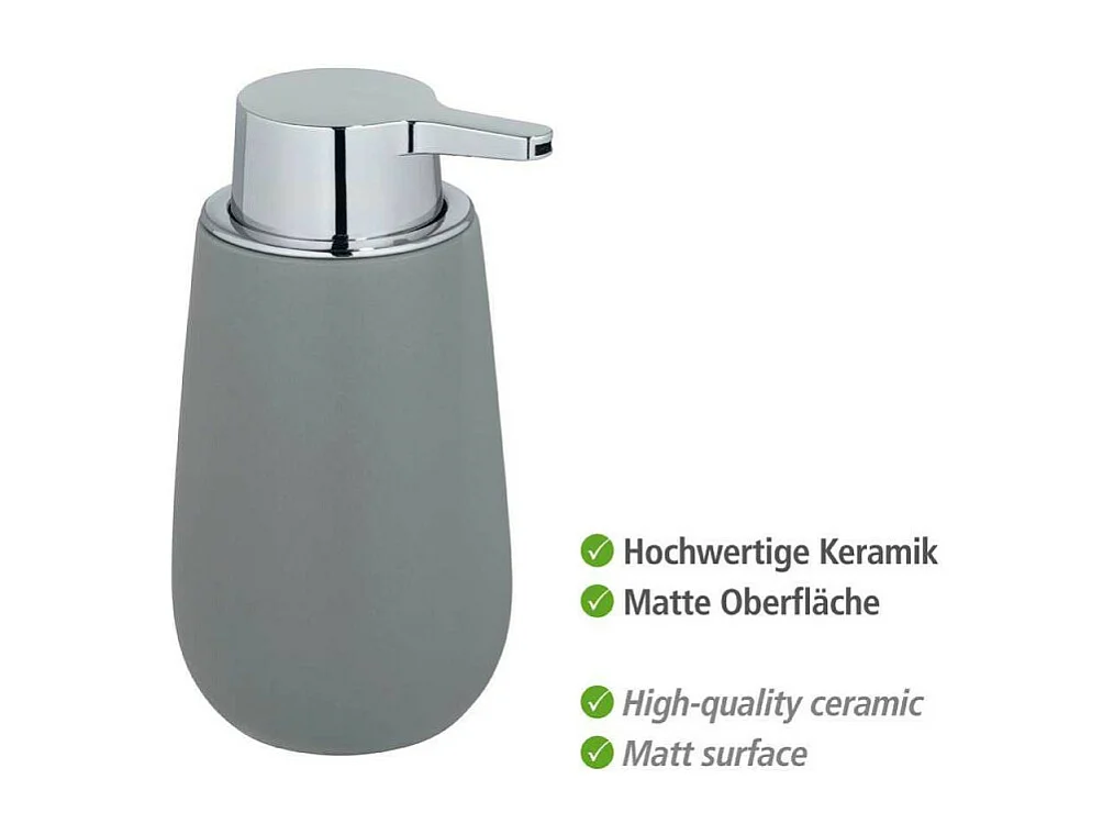 Distributeur de savon en céramique "Badi" - Gris - 320 ml