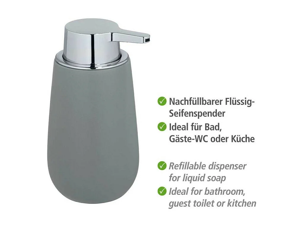 Distributeur de savon en céramique "Badi" - Gris - 320 ml