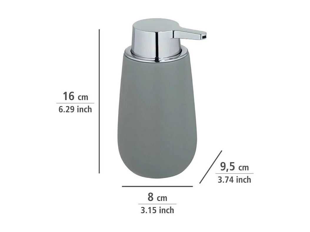 Distributeur de savon en céramique "Badi" - Gris - 320 ml