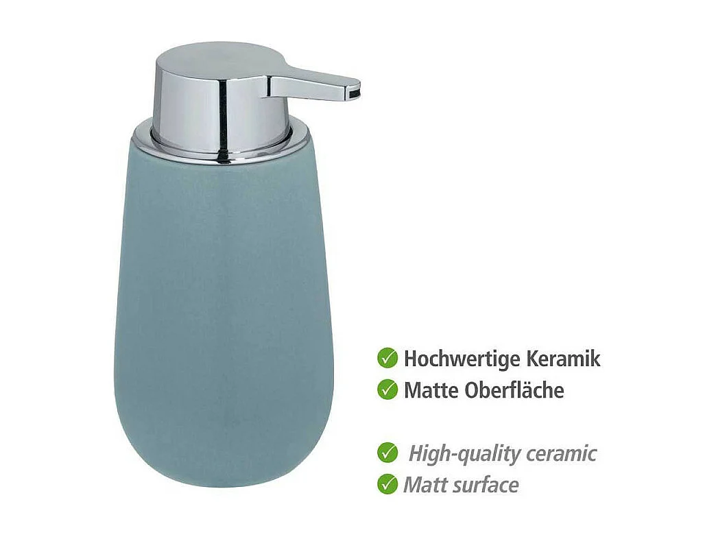 Distributeur de savon en céramique "Badi" - Bleu gris - 320 ml