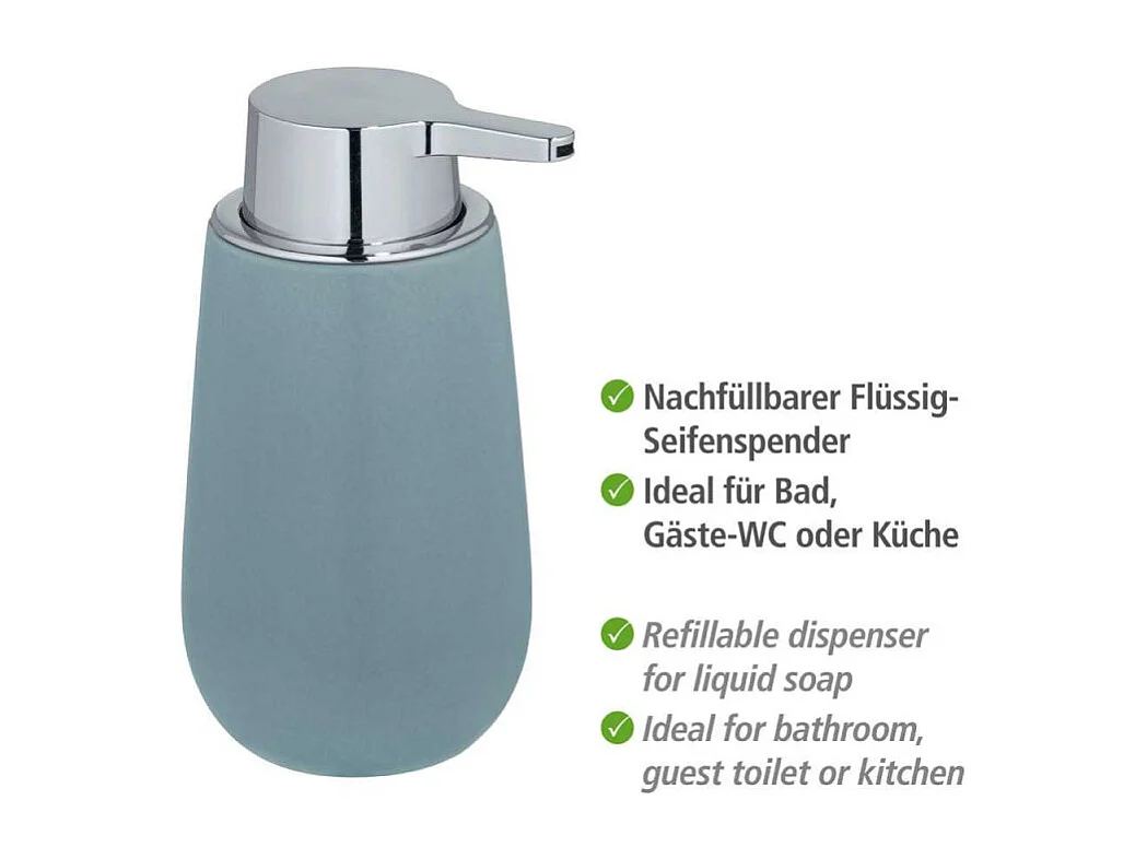 Distributeur de savon en céramique "Badi" - Bleu gris - 320 ml