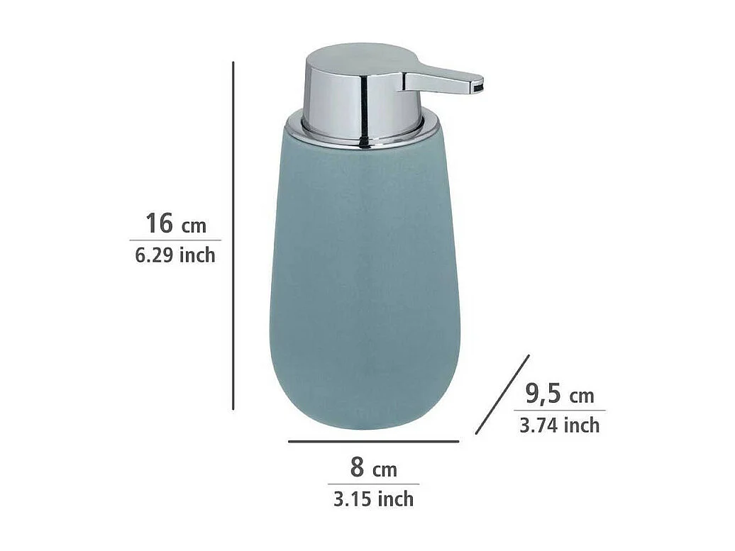Distributeur de savon en céramique "Badi" - Bleu gris - 320 ml