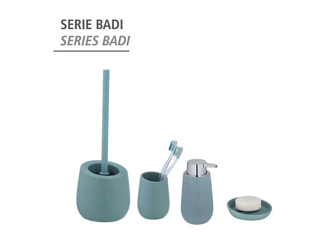 Distributeur de savon en céramique "Badi" - Bleu gris - 320 ml