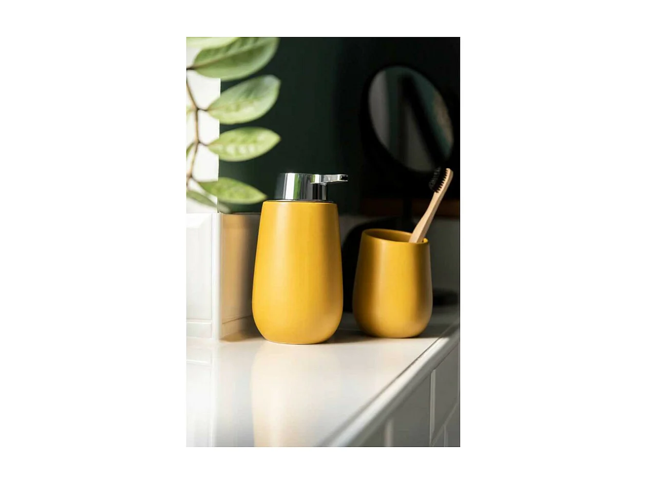Distributeur de savon en céramique "Badi" - Jaune - 320 ml