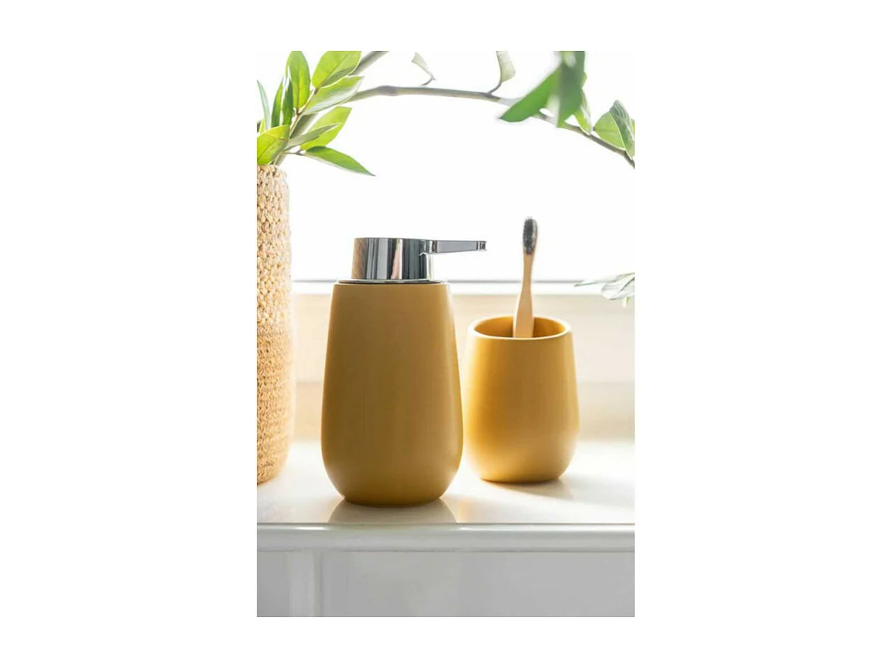 Distributeur de savon en céramique "Badi" - Jaune - 320 ml
