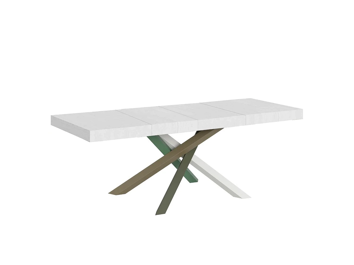 Uitschuifbare tafel 180/440x90 cm Volantis Premium wit essen multikleurige poten 4/A