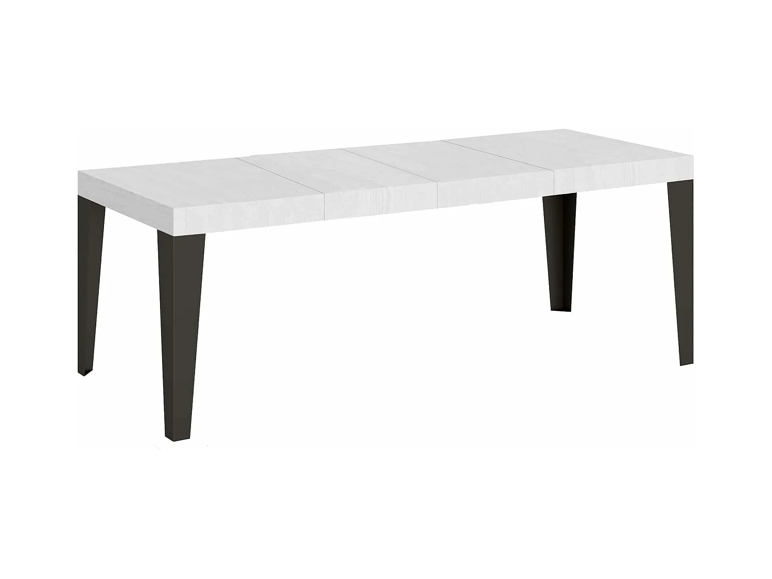 Ausziehtisch 160/420x90 cm Flame Premium Esche weiß mit anthrazitfarbenen Beinen
