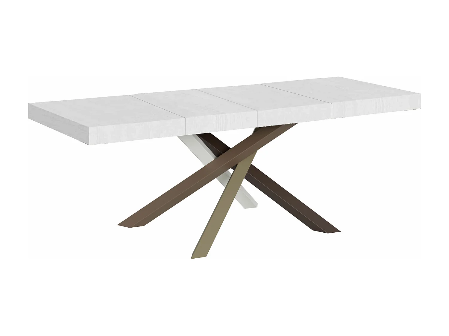 Ausziehtisch 160/420x90 cm Volantis Premium Esche weiß mehrfarbig Beine 4/C