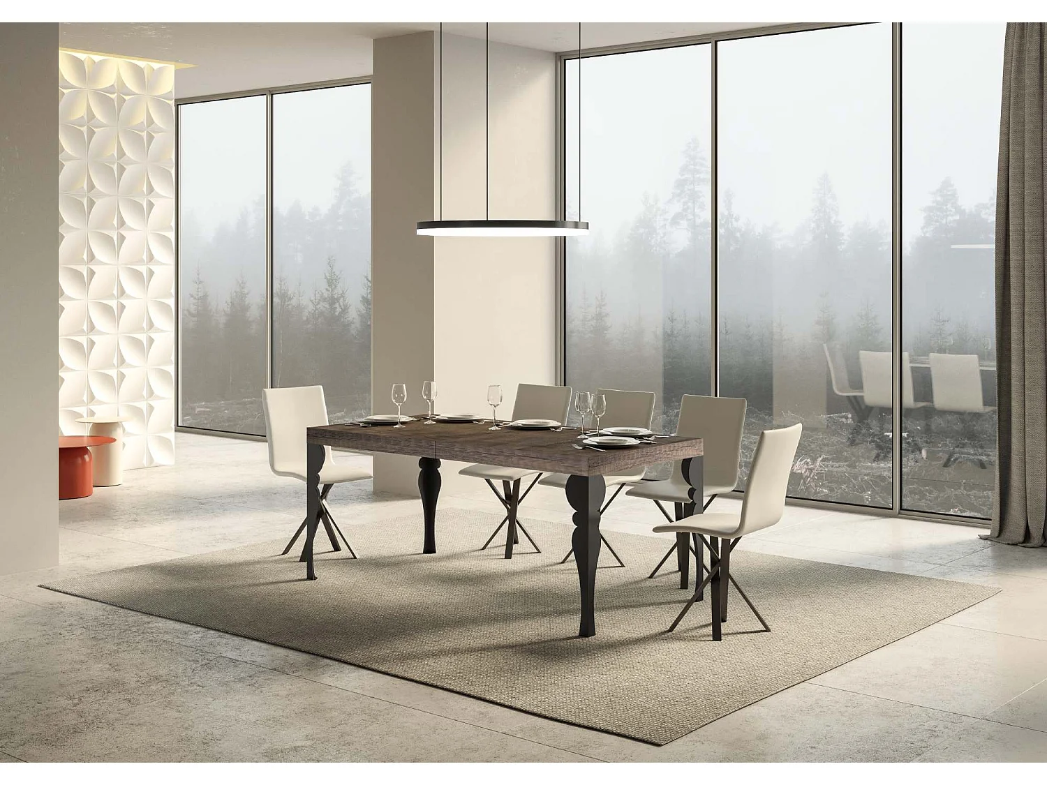 Table extensible 90x160/420 cm Paxon Premium Noyer cadre Anthracite