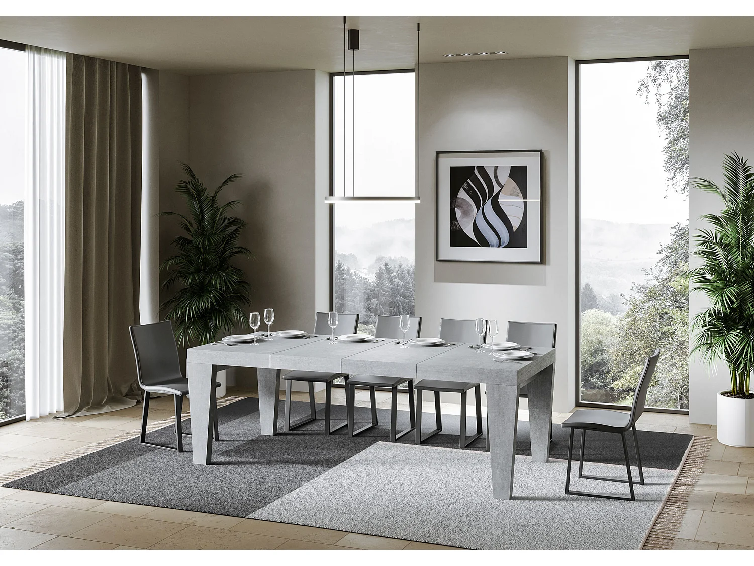 Spimbo Premium Beton Ausziehtisch 130/390x90 cm